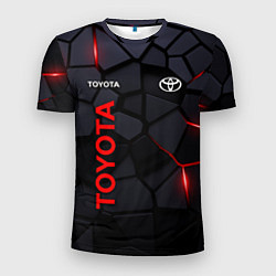 Футболка спортивная мужская Toyota черные плиты с эффектом свечения, цвет: 3D-принт