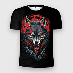 Мужская спорт-футболка Логотип рок группы Алиса на фоне волка