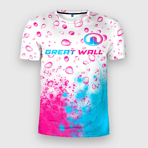 Мужская спорт-футболка Great Wall neon gradient style посередине / 3D-принт – фото 1