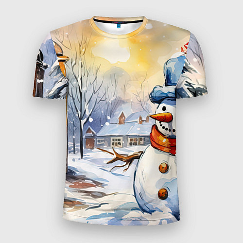 Мужская спорт-футболка Снеговик новый год / 3D-принт – фото 1