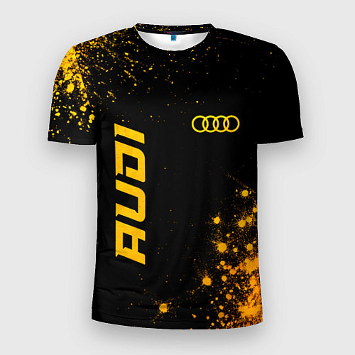 Мужская спорт-футболка Audi - gold gradient вертикально / 3D-принт – фото 1