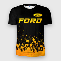 Мужская спорт-футболка Ford - gold gradient посередине