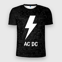 Мужская спорт-футболка AC DC glitch на темном фоне