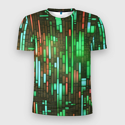 Мужская спорт-футболка Неоновые полосы зелёные / 3D-принт – фото 1