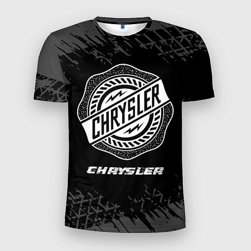 Мужская спорт-футболка Chrysler speed на темном фоне со следами шин / 3D-принт – фото 1