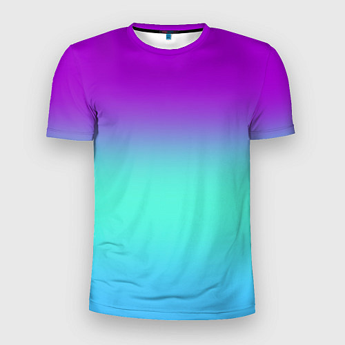 Мужская спорт-футболка Фиолетовый бирюзовый голубой неоновый градиент / 3D-принт – фото 1
