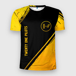Мужская спорт-футболка Twenty One Pilots - gold gradient вертикально