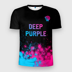 Мужская спорт-футболка Deep Purple - neon gradient посередине