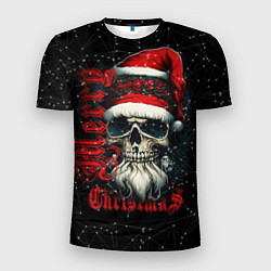 Мужская спорт-футболка Рождественская с черепом деда мороза