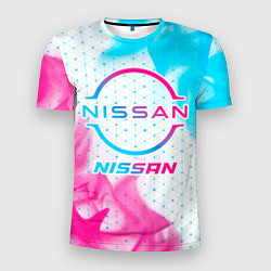 Футболка спортивная мужская Nissan neon gradient style, цвет: 3D-принт