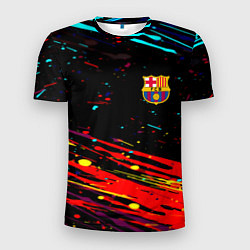 Футболка спортивная мужская Barcelona краски, цвет: 3D-принт