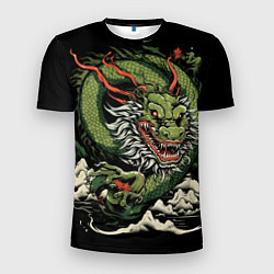 Мужская спорт-футболка Символ года зеленый дракон