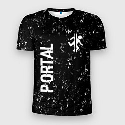 Мужская спорт-футболка Portal glitch на темном фоне вертикально