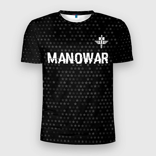 Мужская спорт-футболка Manowar glitch на темном фоне посередине / 3D-принт – фото 1