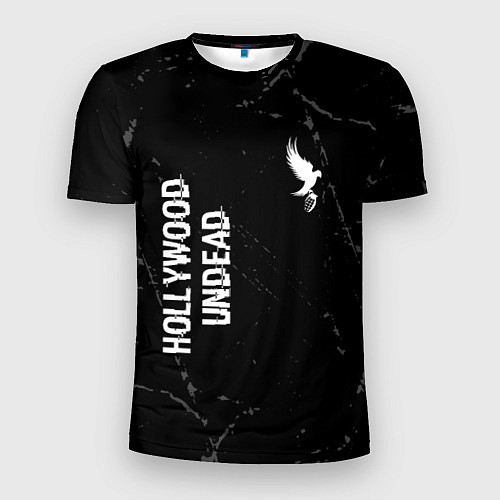 Мужская спорт-футболка Hollywood Undead glitch на темном фоне вертикально / 3D-принт – фото 1