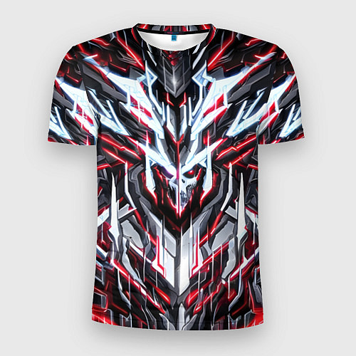 Мужская спорт-футболка Неоновый красный кибер череп / 3D-принт – фото 1