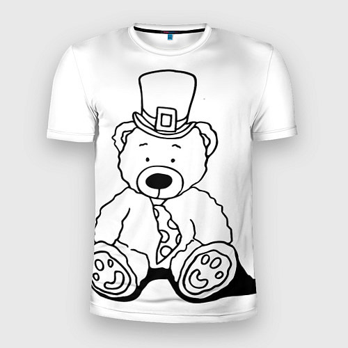 Мужская спорт-футболка Игрушечный мишка - лепрекон в шляпе - раскраска / 3D-принт – фото 1