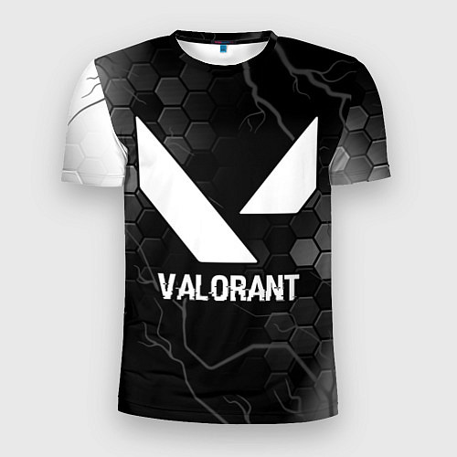 Мужская спорт-футболка Valorant glitch на темном фоне / 3D-принт – фото 1