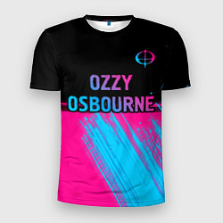 Мужская спорт-футболка Ozzy Osbourne - neon gradient посередине