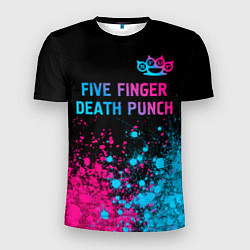 Мужская спорт-футболка Five Finger Death Punch - neon gradient посередине