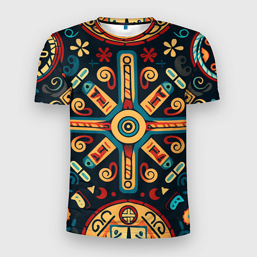 Мужская спорт-футболка Симметричный орнамент в славянском стиле / 3D-принт – фото 1