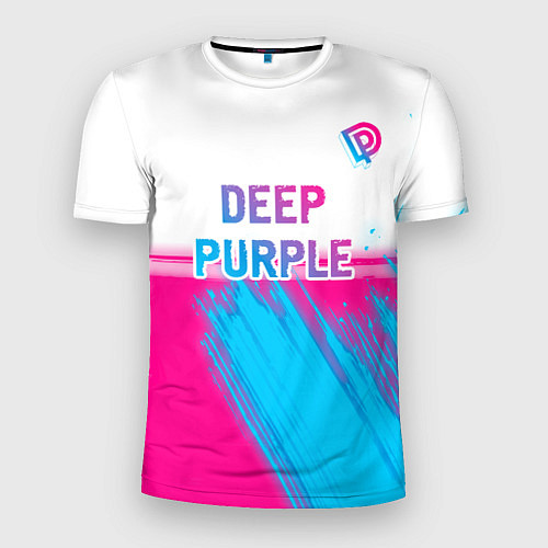 Мужская спорт-футболка Deep Purple neon gradient style посередине / 3D-принт – фото 1