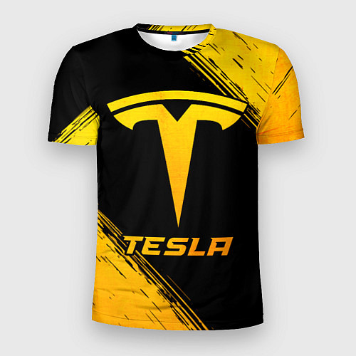 Мужская спорт-футболка Tesla - gold gradient / 3D-принт – фото 1