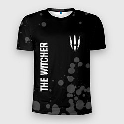Мужская спорт-футболка The Witcher glitch на темном фоне вертикально