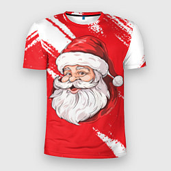 Мужская спорт-футболка Санта в шапке