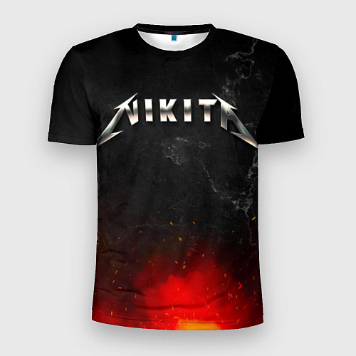 Мужская спорт-футболка Никита в стиле Металлика - огонь и искры / 3D-принт – фото 1