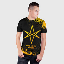 Футболка спортивная мужская Bring Me the Horizon - gold gradient, цвет: 3D-принт — фото 2