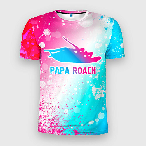Мужская спорт-футболка Papa Roach neon gradient style / 3D-принт – фото 1