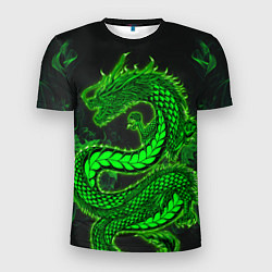 Мужская спорт-футболка Зеленый дракон с эффектом свечения