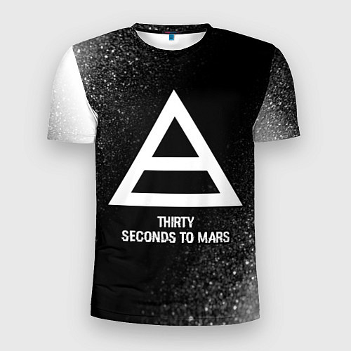 Мужская спорт-футболка Thirty Seconds to Mars glitch на темном фоне / 3D-принт – фото 1