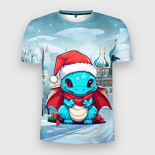 Мужская спорт-футболка Снежный дракон праздника / 3D-принт – фото 1
