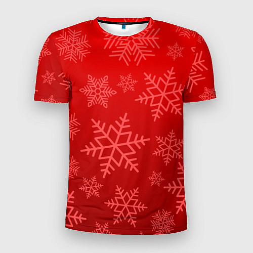 Мужская спорт-футболка Красные снежинки / 3D-принт – фото 1