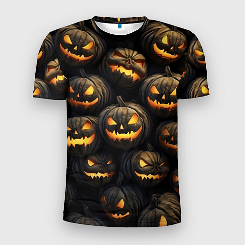 Мужская спорт-футболка Зловещие хэллоуинские тыквы / 3D-принт – фото 1