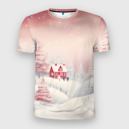 Мужская спорт-футболка Снежное сияние ночи / 3D-принт – фото 1