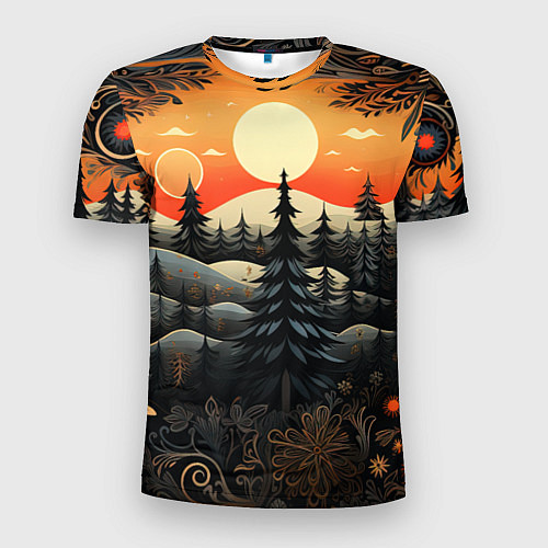 Мужская спорт-футболка Зимний лес в ожидании праздника / 3D-принт – фото 1