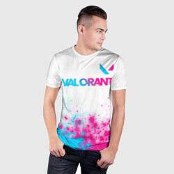 Футболка спортивная мужская Valorant neon gradient style посередине, цвет: 3D-принт — фото 2