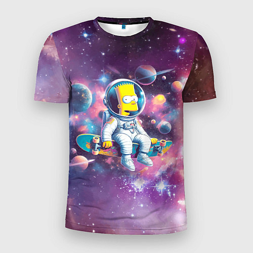 Мужская спорт-футболка Барт Симпсон со скейтбордом в космосе / 3D-принт – фото 1
