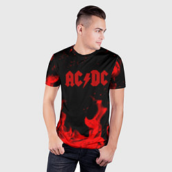 Футболка спортивная мужская AC DC огненный стиль, цвет: 3D-принт — фото 2