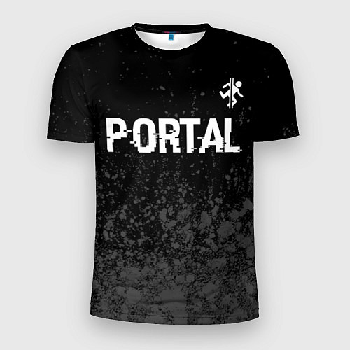 Мужская спорт-футболка Portal glitch на темном фоне посередине / 3D-принт – фото 1