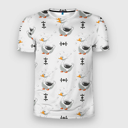 Мужская спорт-футболка Гусь и фигуры / 3D-принт – фото 1