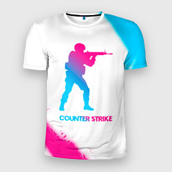 Мужская спорт-футболка Counter Strike neon gradient style