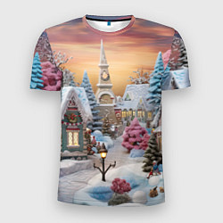 Мужская спорт-футболка Праздник в заснеженном лесу