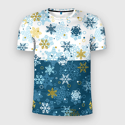 Мужская спорт-футболка Снежинки новогодние / 3D-принт – фото 1