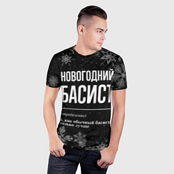 Футболка спортивная мужская Новогодний басист на темном фоне, цвет: 3D-принт — фото 2
