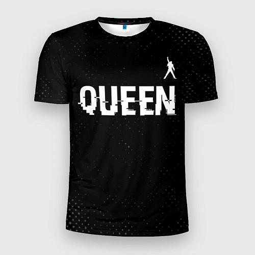 Мужская спорт-футболка Queen glitch на темном фоне посередине / 3D-принт – фото 1