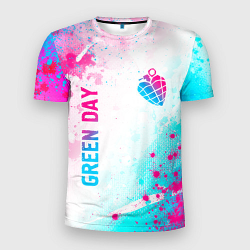 Мужская спорт-футболка Green Day neon gradient style вертикально / 3D-принт – фото 1